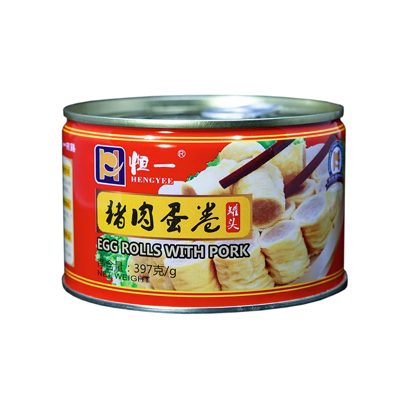 Factory direct sale canned meat canned food 397g canned egg rolls with pork