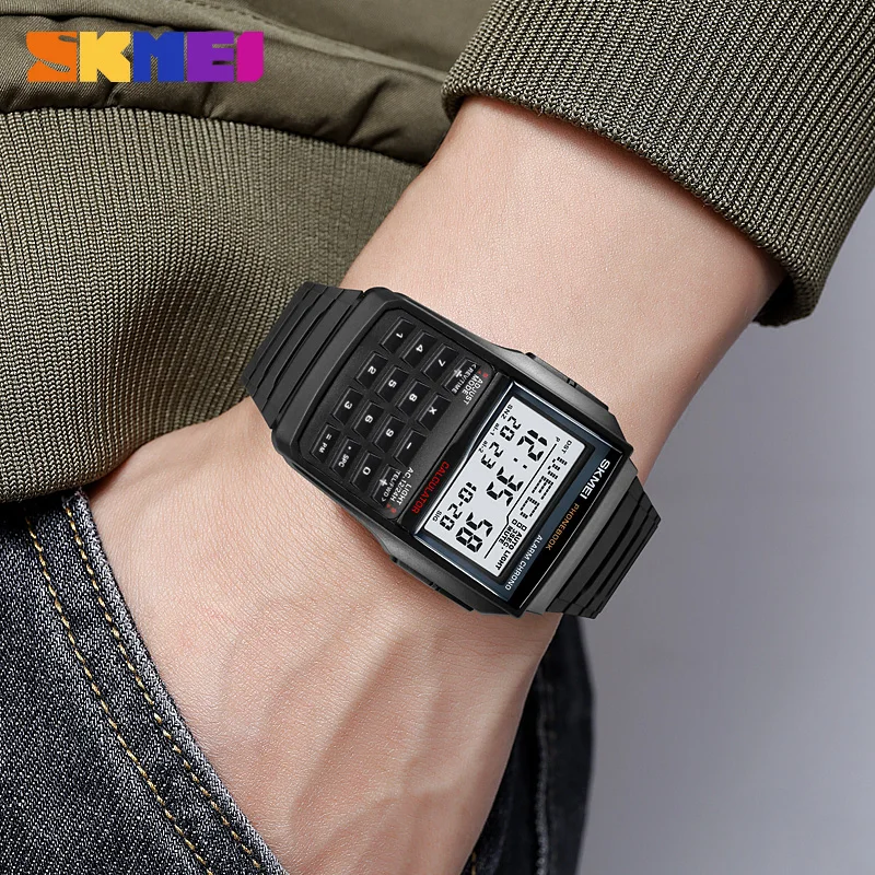 SKMEI 2255 Calculate Design Fashion Sport Men's Watch Led Display Waterproof Alarm Clock Digital Wristwatch Relogio Masculino