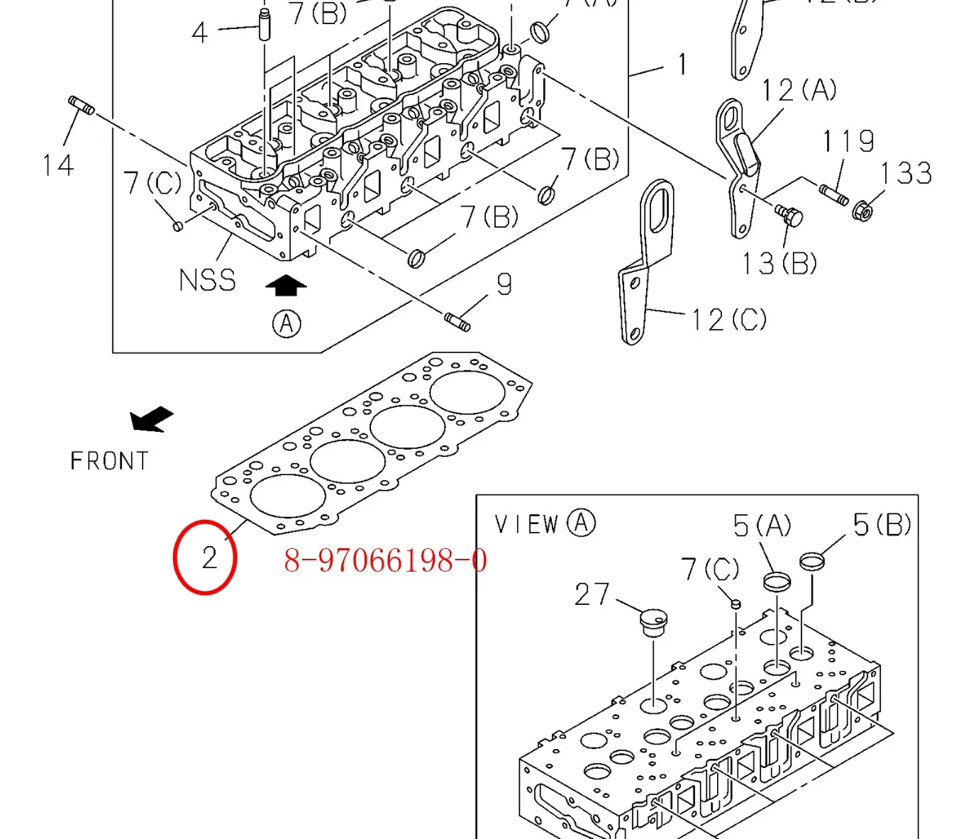 897066-1980 8-97066-198-0 8-97066198-0 Original ZX70 4JG1 Gasket