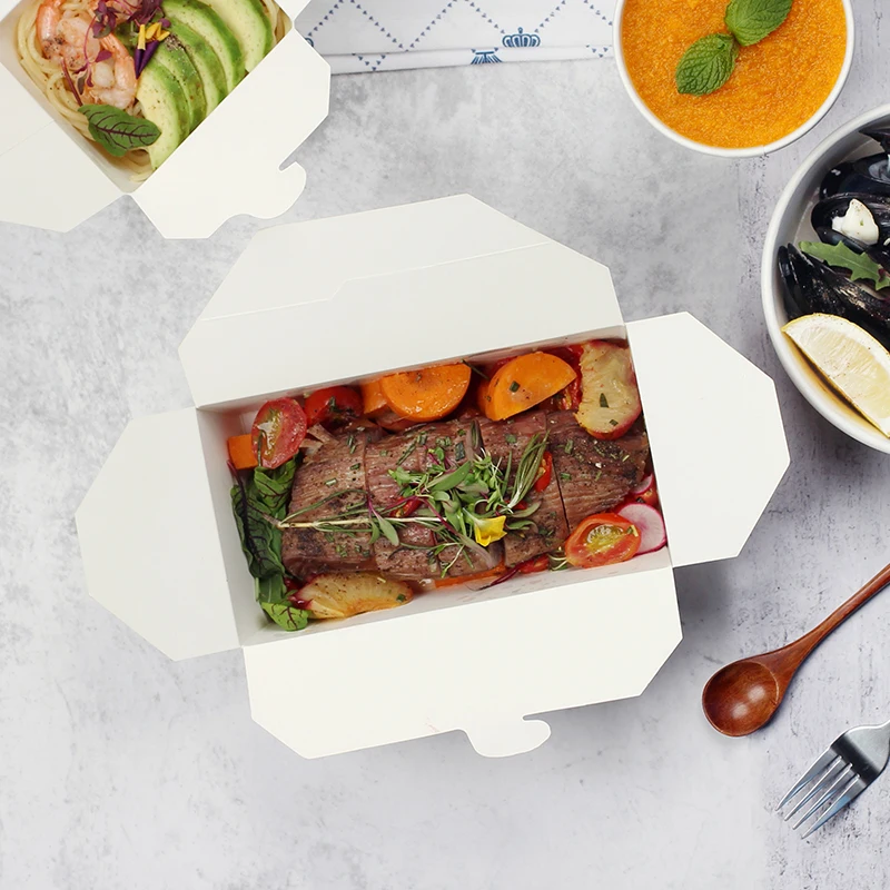 Custom Logo Eco-Friendly Sustainable Fast Food Packaging Container Disposable Takeout Kraft Paper Lunch Salad Bio Box manufacture