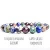 Turquoise africaine + Grenat + Lapis + Rhodorite
