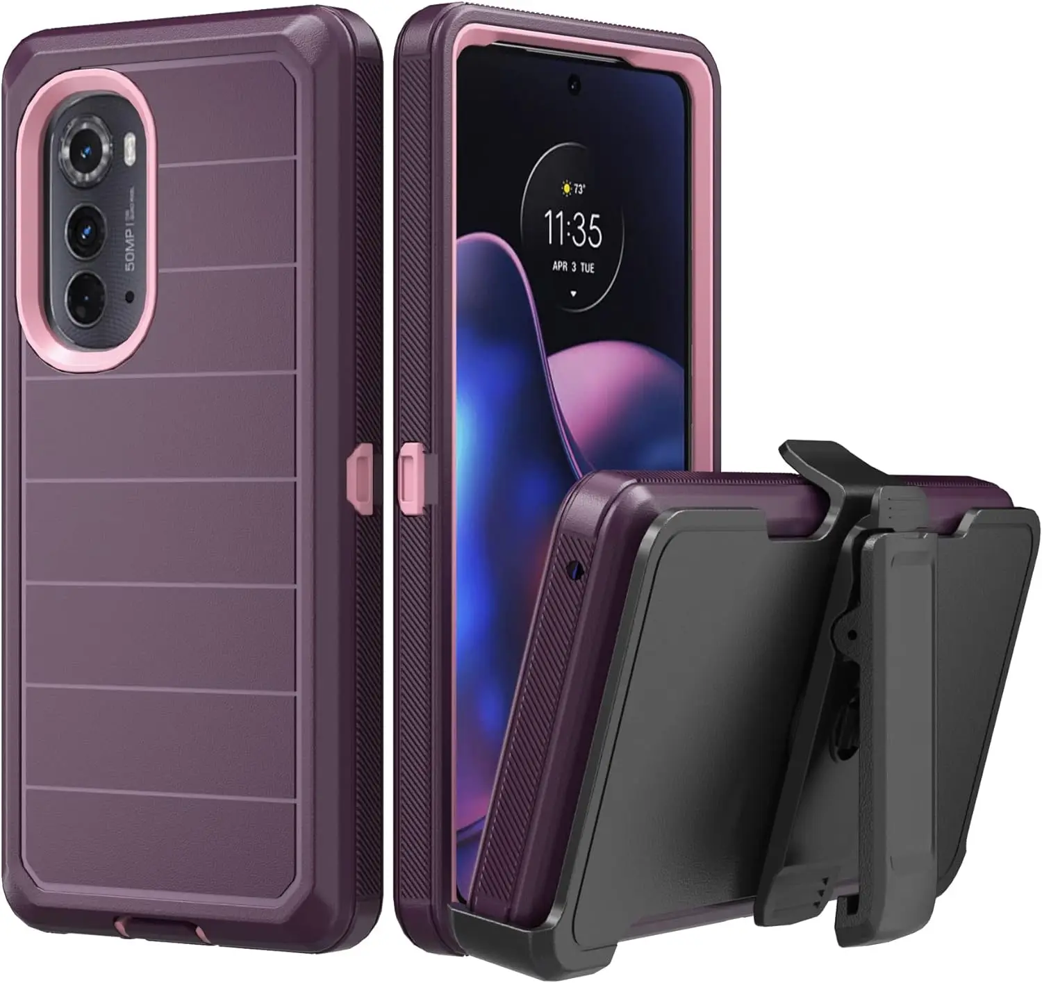 Back Clip 360 Phone Case 3 IN 1 Shockproof Armor Back Cover For Moto G Power 5G 2024 Tough Mobile Cases