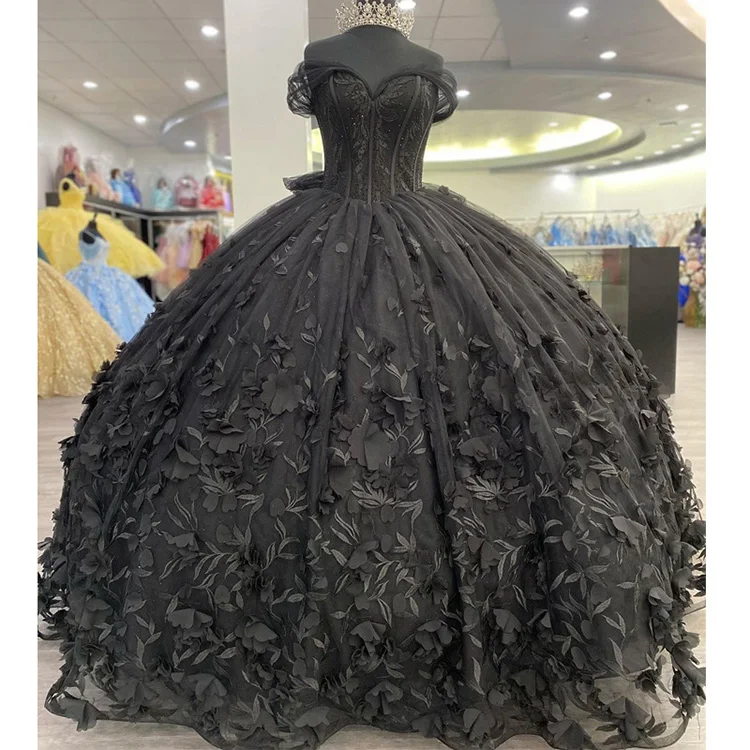 W-s1031a Off Shoulder Quinceanera Dresses Ball Gown 15 Flowers Fluffy ...