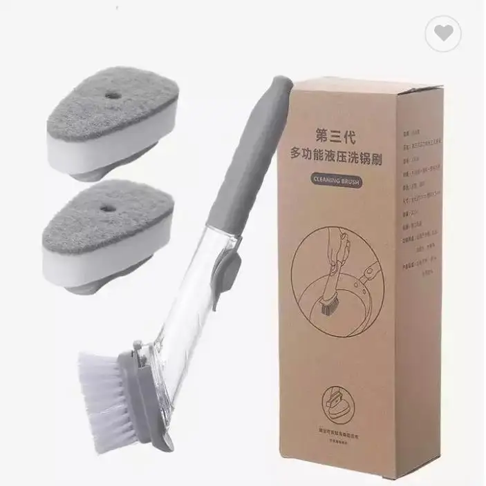 Liquid Adding Long-handled Pot Cleaning Brush With Replaceable
