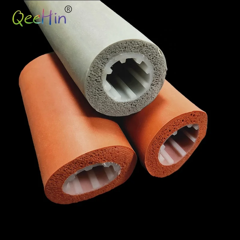 High Resilience Low Density Anti-aging Hose Pipe Insulation Foam Tube Composited Silicone Rubber Foam Pipe