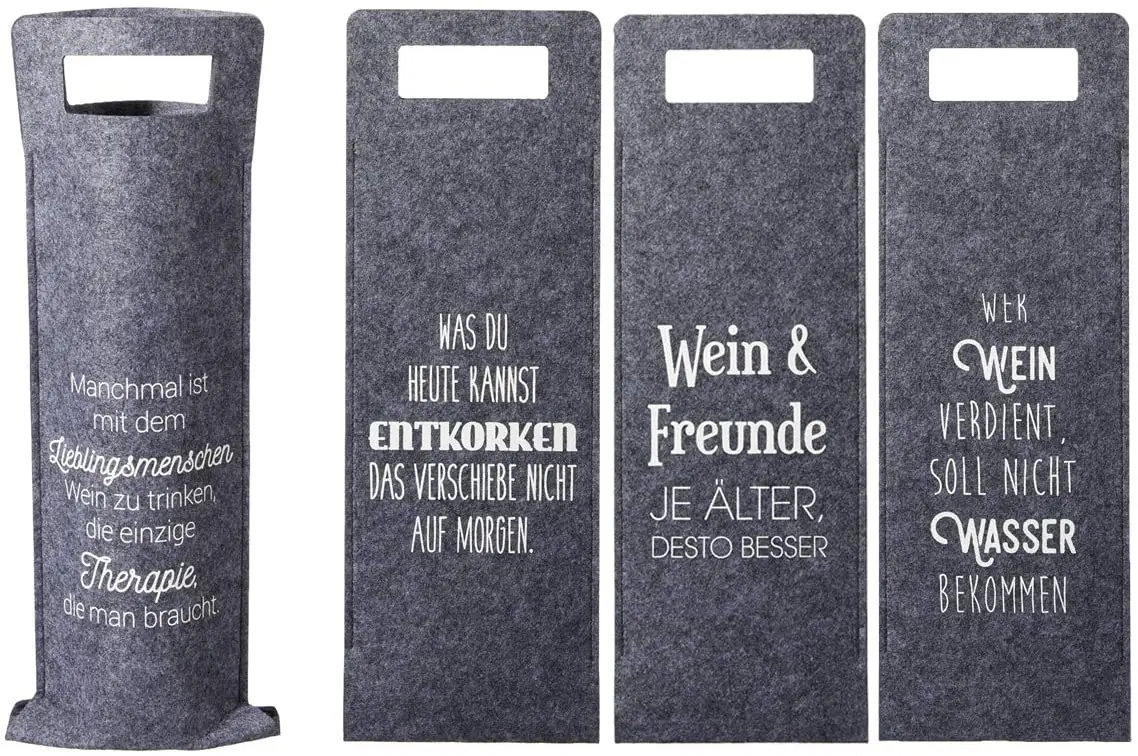 Reusable Felt Wine Packaging Bag Felt Bottle Bag Portable Single Bottle