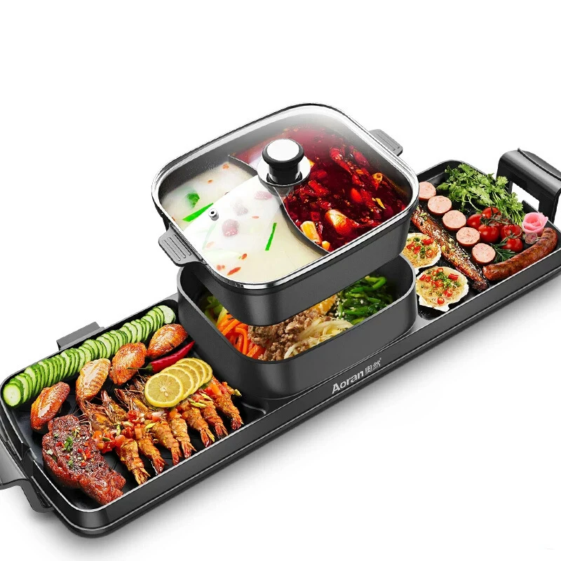 Multi-Function Commercial Electric Griddle Portable PTFE Kebab Grill Pan with Smokeless BBQ Outdoor Standing Movable Advantage