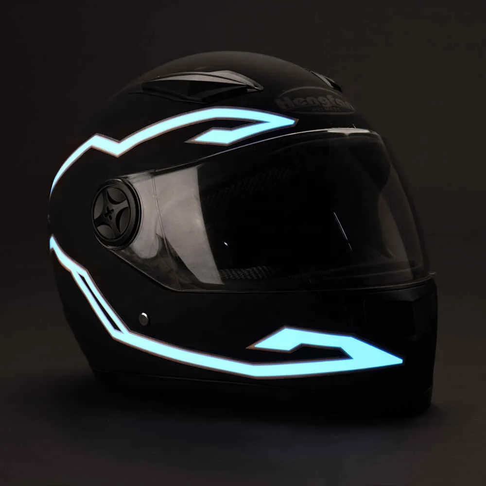 ALI2 Motorcycle Helmet Light,Cold Light Strip 3 Modes Night Riding Signal Helmet Light USB Charge Waterproof Blue 