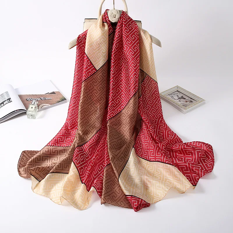 Custom Brand Design Digital Printing  Big  Brand Scarf 2022 New Trending Silk Scarf