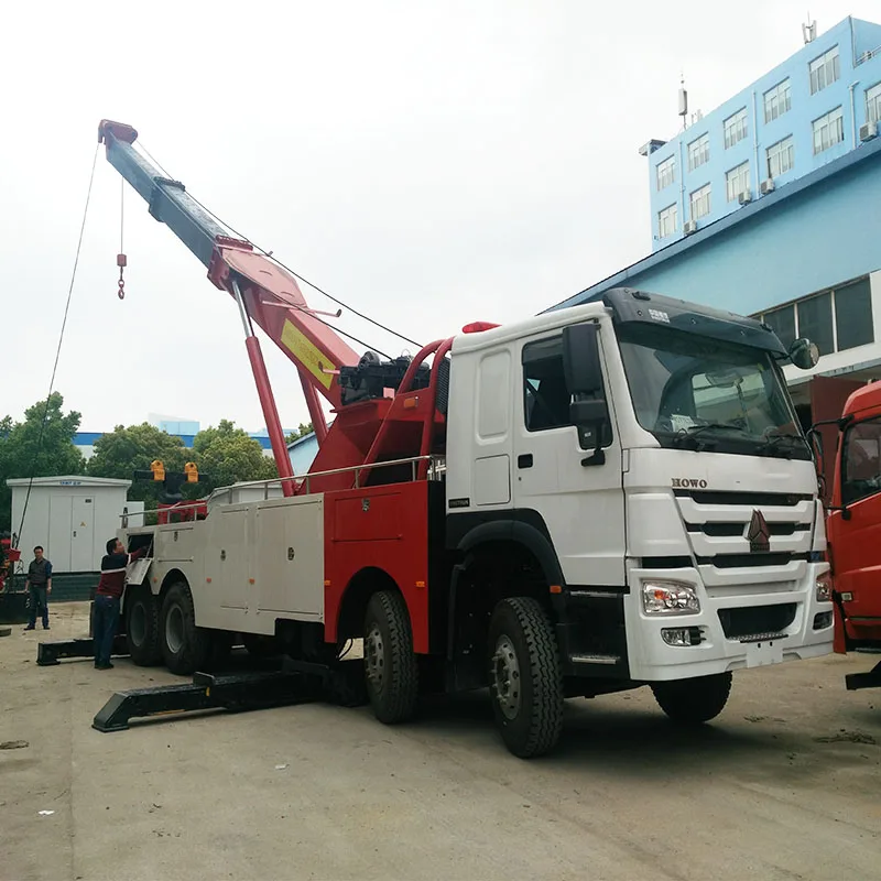 SINOTROK HOWO 8*4 LHD RHD Heavy Duty Emergency Vehicle Road Rescue Truck Rotator Wrecker Towing Truck Manufacturer