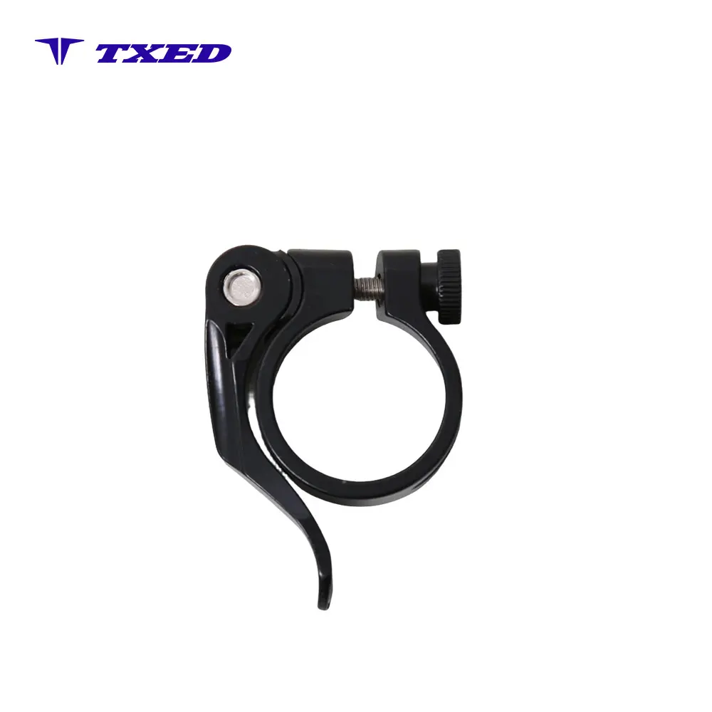 Bicycle Seatpost Clamp Quick Release Aluminum Alloy Black 31.8mm Lightweight Durable Secure Lock Universal Bike Accessory