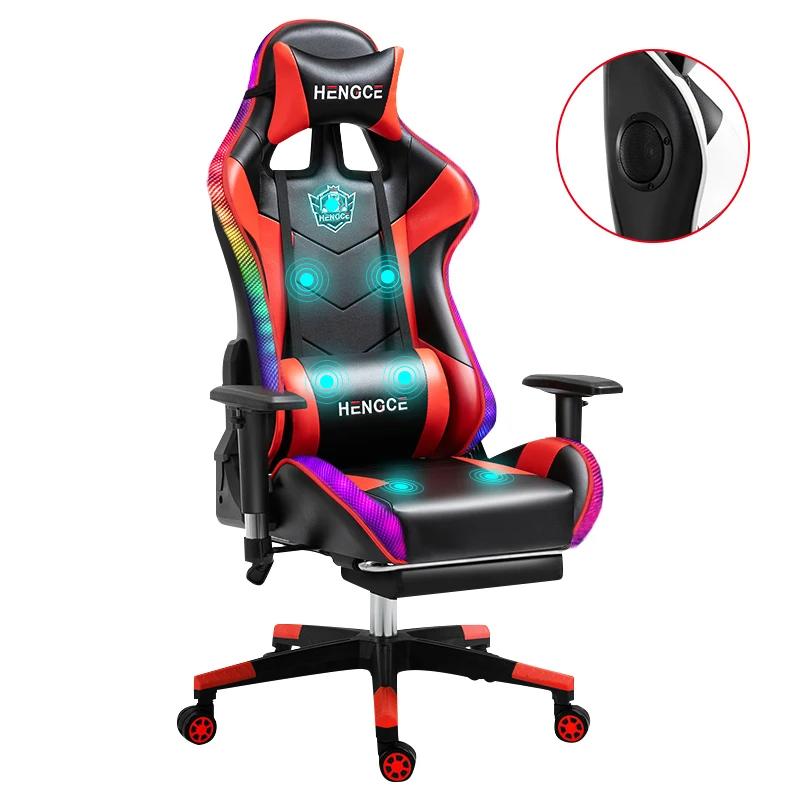 E-Sports RGB Lights PU Gaming Chair with Headrest, Lumbar Support - China Gaming  Chair, Computer Chair