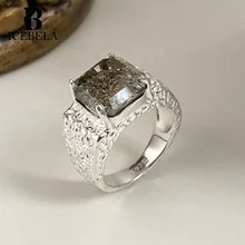 ICEBELA Wholesale Fine Jewelry Korean Style Niche Design S925 Sterling Silver Ring White Tea Sense Gem Texture Rings For Girls