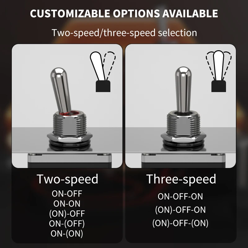 FILN 20A 12V/110V/220V Waterproof Metal Toggle Switch with Light 3 Way Toggle Switch Automotive Marine IP67 On-Off Function