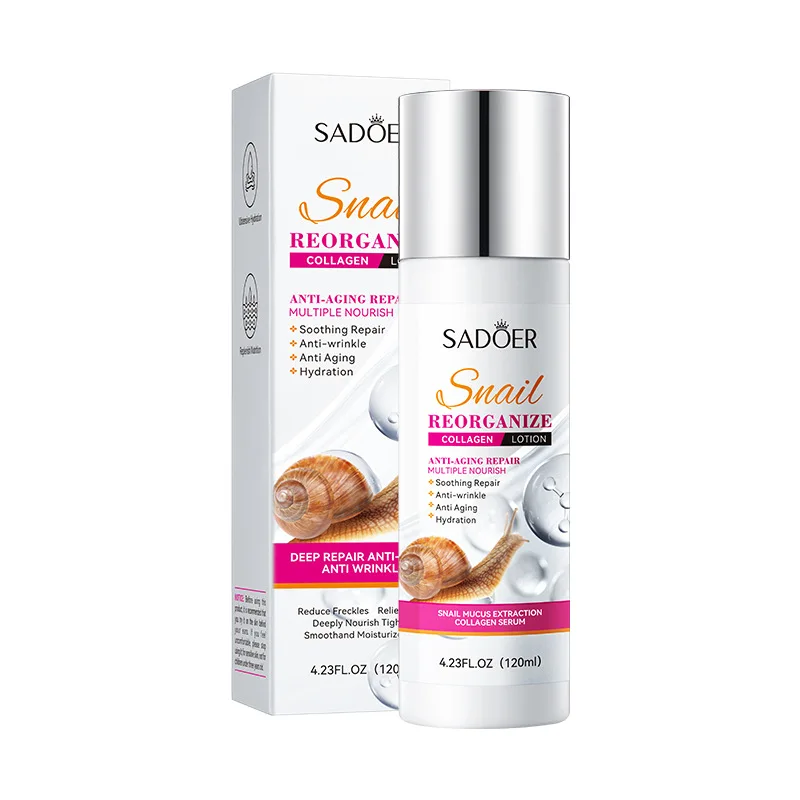 OEM SADOER Natural Snail Recombinant Collagen Emulsion Intense Hydration Banish Dryness Face Lotion Essence