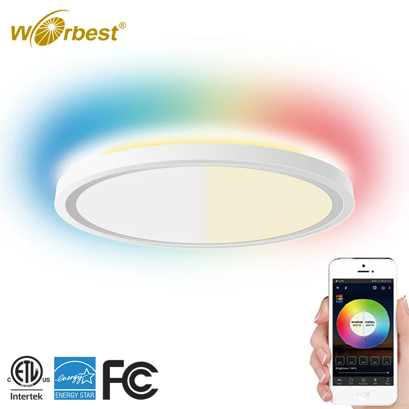 Worbest Flush Mount Remote Control Round Led Ceiling Light 12 Inch 20w