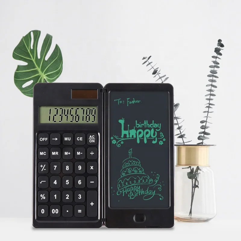Solar Scientific Calculator With LCD Notepad Professional Portable Foldable Calculator With Pen Notepad