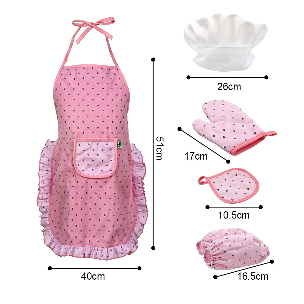 Mitt & Utensil for Toddler Dress Up Chef Costume Career Role Play for 3 Year Old Girls and Up Chef Hat 11 Pcs Includes Apron for Little Girls Pink PCGAGA Complete Kids Cooking and Baking Set