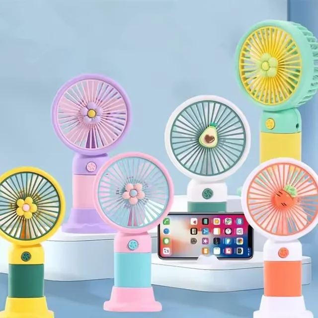 2024 New Factory Price Outdoor Usb Rechargeable Cartoon Small Desktop Handheld Fan Creative Mini Portable Summer Air Cooling Fan