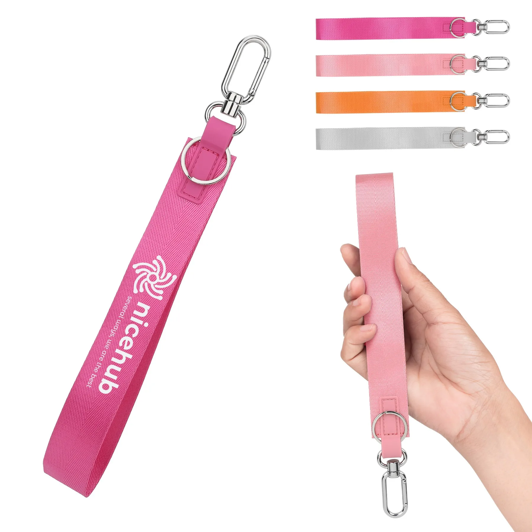 Logo Printed Wristlet Keychain With Key Holder
