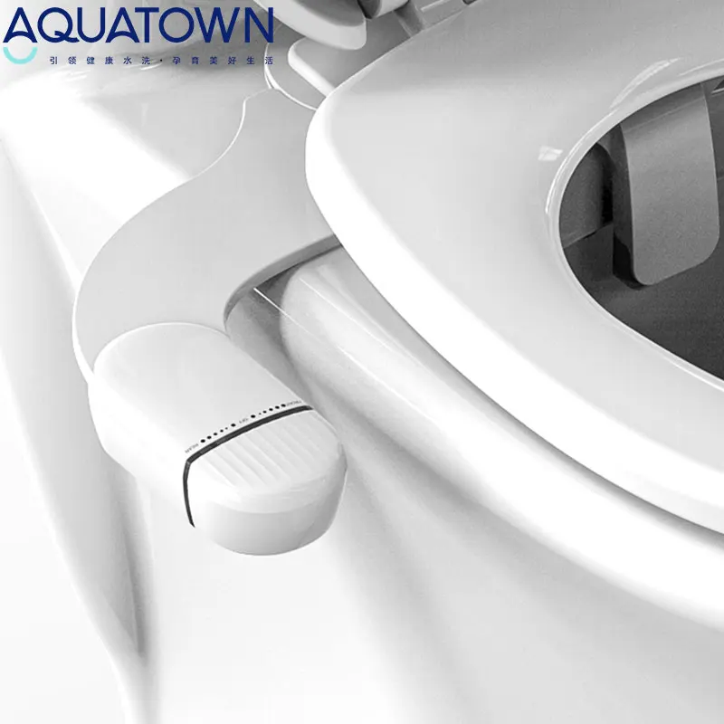 Bathroom Adjustable Water Pressure Toilet Bidet Sprayer Non Electric Ultra-Slim Dual Nozzle Shattaf Bidet Attachment