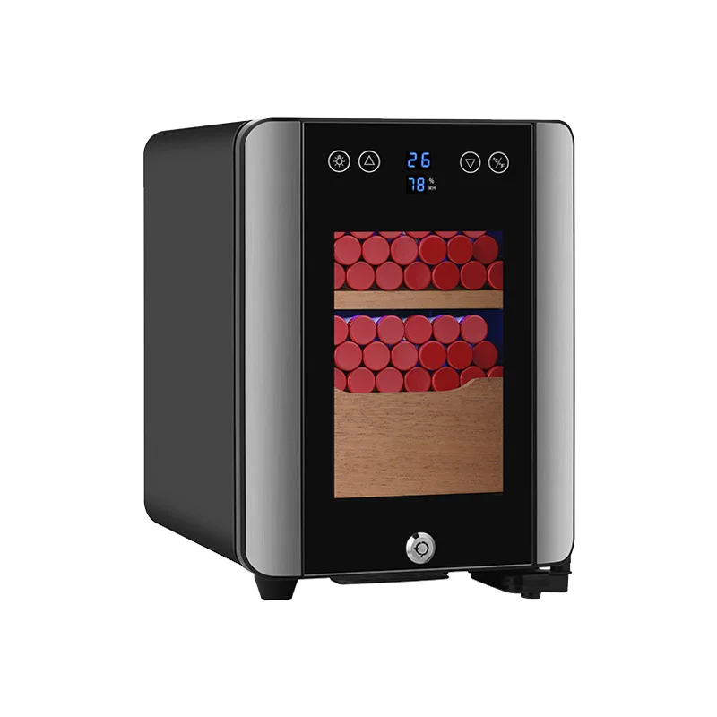 Wholesale Mini Digital Humidifier Hygrometer Thermoelectr Wooden Shelves Electrical Herb Wine Cigar Cooler Humidor