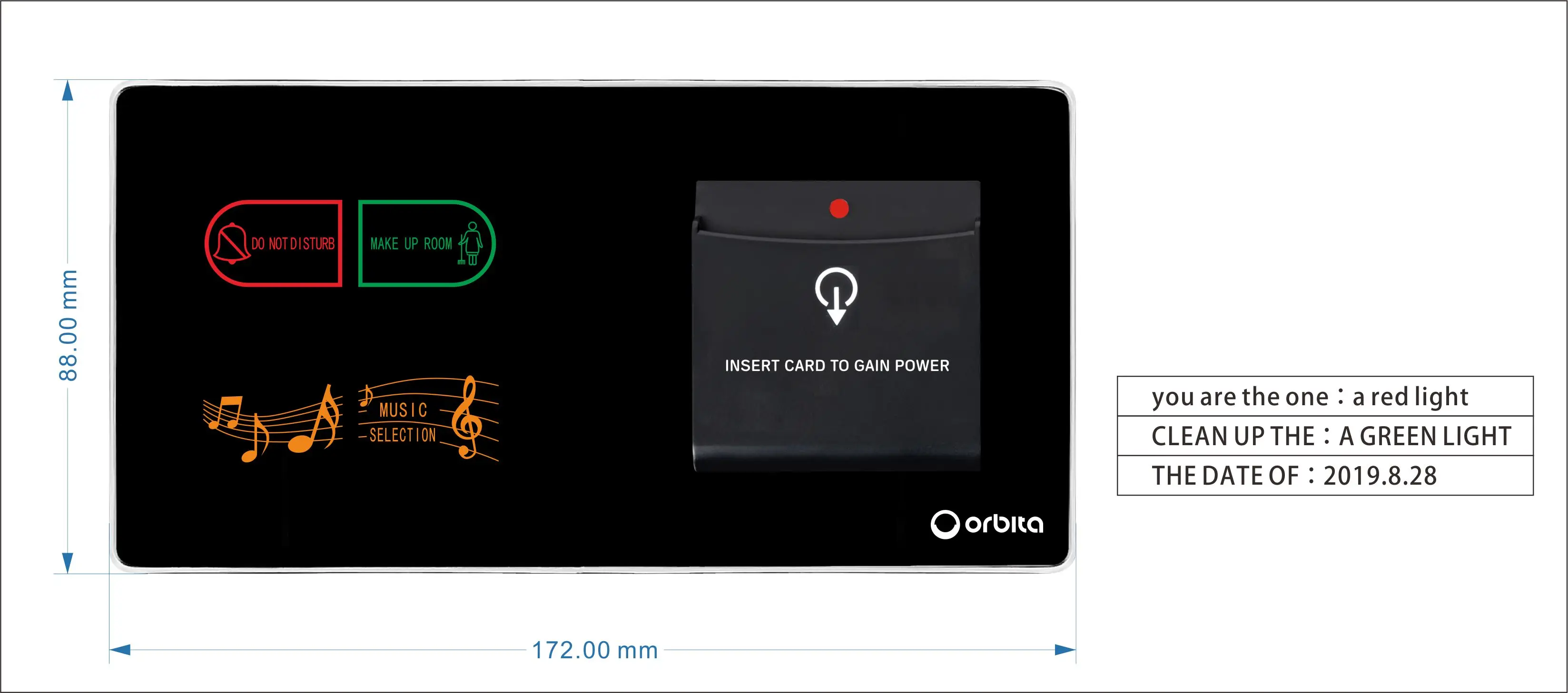 ORBITA RS485 Modbus Protocol Wall Switch for Smart Hotel Room Control Room Lighting Switch
