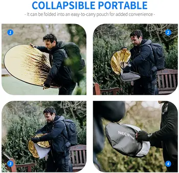 Neewer 43 Inch/110 Centimeter Light Reflector 5-in-1 Collapsible Multi-Disc with Bag - Translucent, Silver, Gold, White and detail image