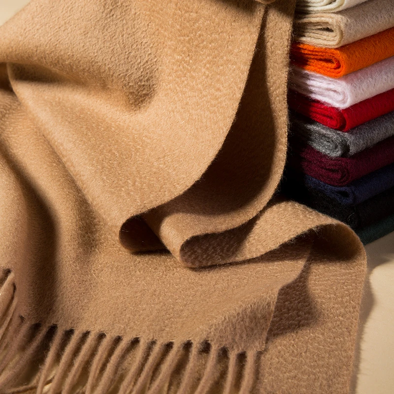Factory  in Stock Winter New Arrival 100% Pure Cashmere Scarf Solid Italian Woven Grey Cashmere Shawl Luxury Warm Women Scarf