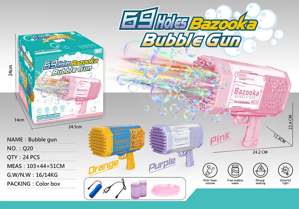 Zhengguang Toys 69 Hole Bazooka Bubble Gun Machine Gun Toys Blower ...