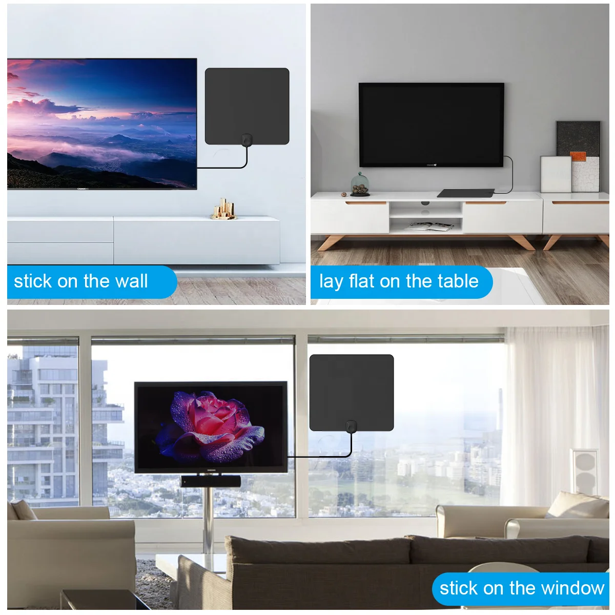 Alibaba.com: 50 Miles Thin Portable Indoor TV Antenna, Amplified HD ...