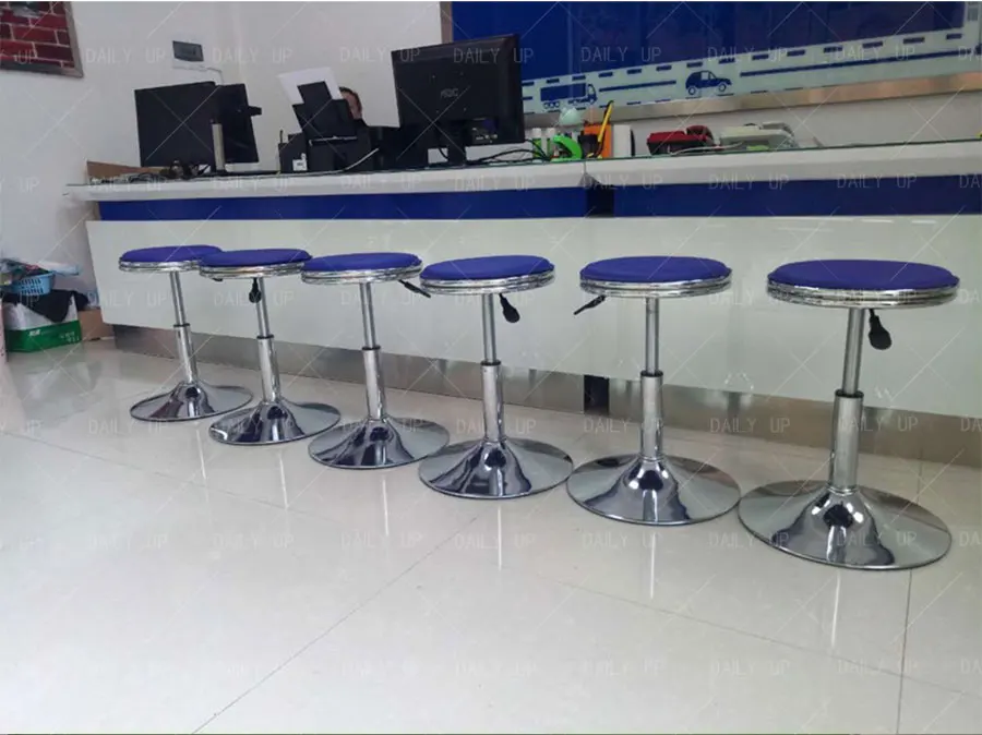 Adjustable Laboratory Stool With Footrest Swivel Leather Seat Lab Stool Fixed Backless Chair For Hospital Workshop Counter