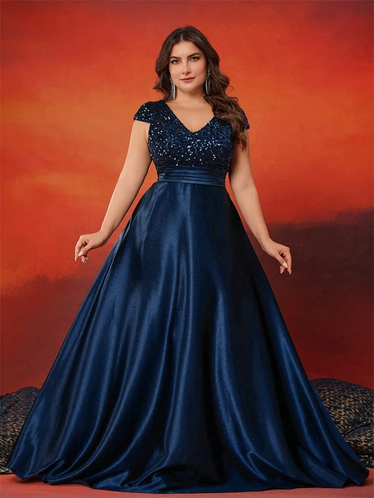 ball gowns plus size formal dress Formal Short Sleeves Ankle Length Chiffon Wedding Guest Dresses main image 0