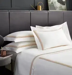 Luxury Hotel Bedding Set Pure White Embroidery