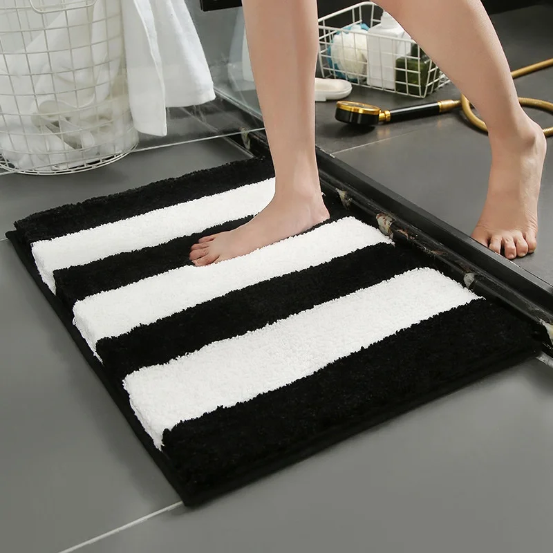 Wholesalers Luxury Super Shaggy Stripe Bath Rugs High Quality Water