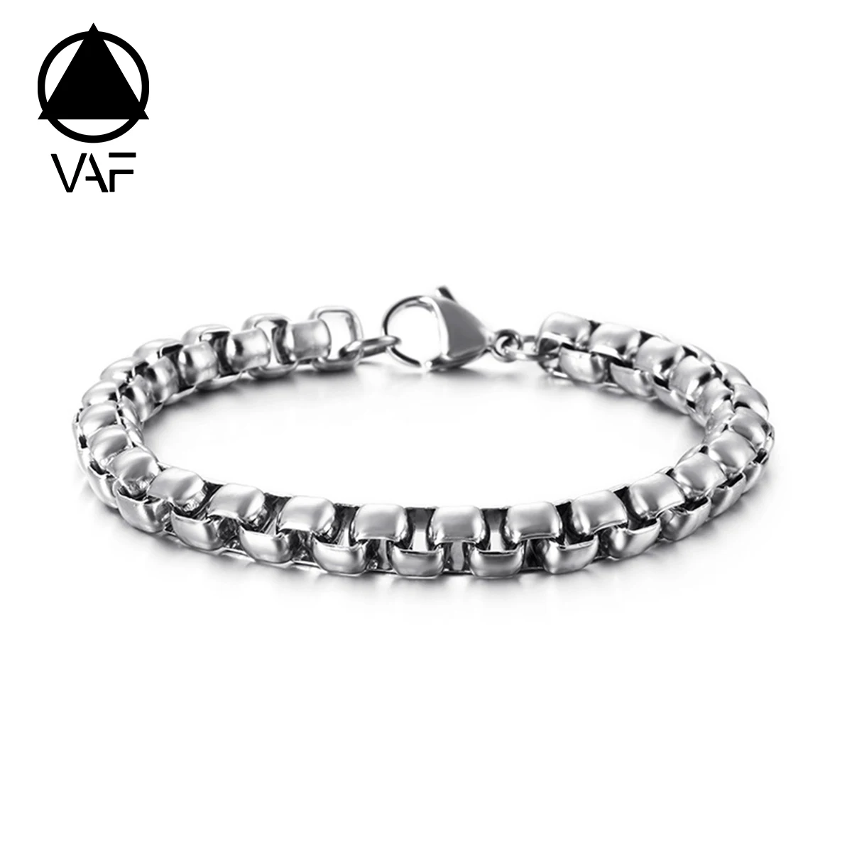 VAF Belcher Square Rolo Link Chain Bracelet 316L Stainless Steel Sliver