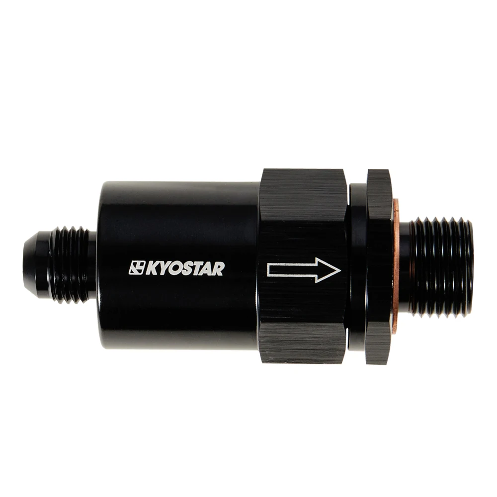 Kyostar Black AN-6 Male Inlet M18X1.5 Outlet Direct Fuel Filter For 044 Fuel Pump With 30 Micron