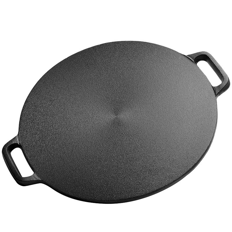 38Cm Thick Cast Iron Frying Pan Flat Pancake Griddle Non-Stick Bbq Grill  Induction Cooker Open Flame Cooking Pot