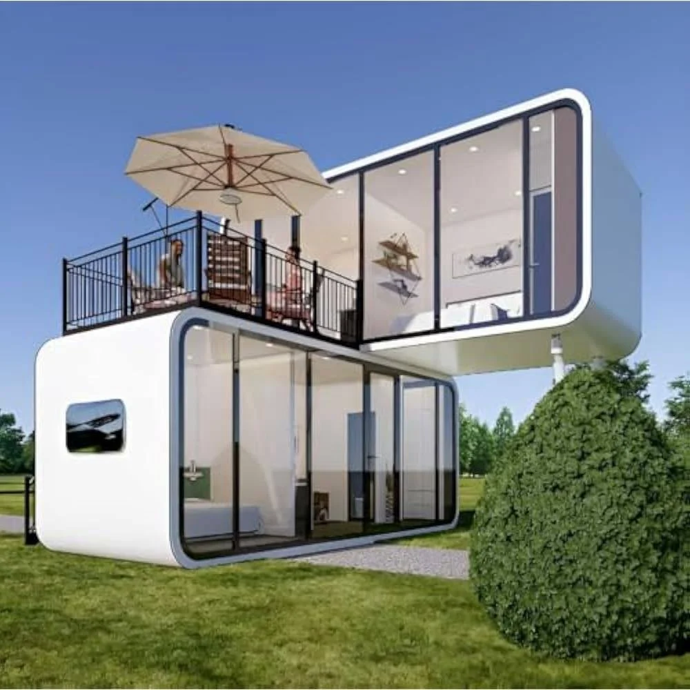 20FT 40FT Desain Modern Rumah Prefab Portabel Kapsul Mungil Apple Cabin Rumah