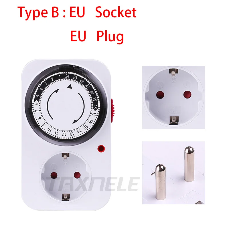 EU Timer Switch Timer 24 Hours Plug in Mechanical Grounded