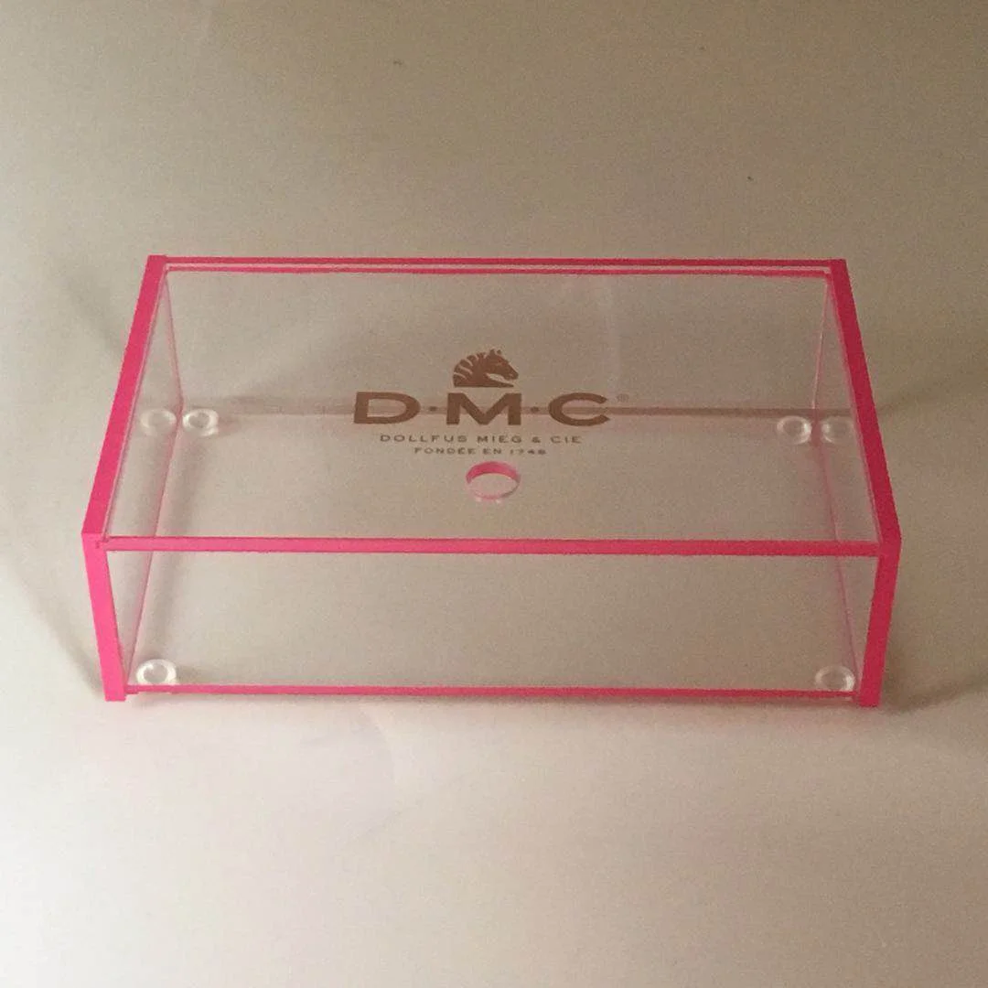 Rectangle Custom Red Edges Box Clear Gift Box Acrylic Storage Box With