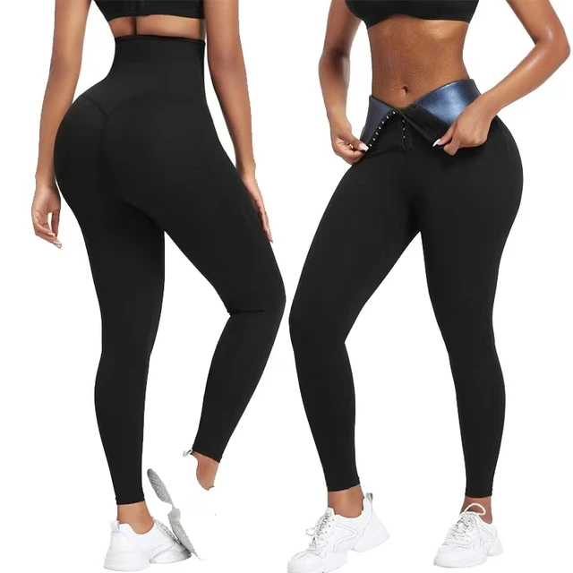 Neoprene rubber high waisted women's fitness sauna slimming waist training pants with thickened cropped bottom and hook shaper