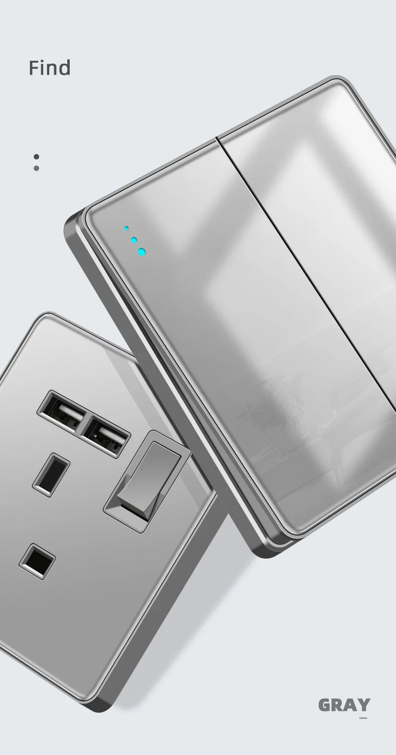 Full Tempered Glass Panel Black Luxury UK Wall Sockets