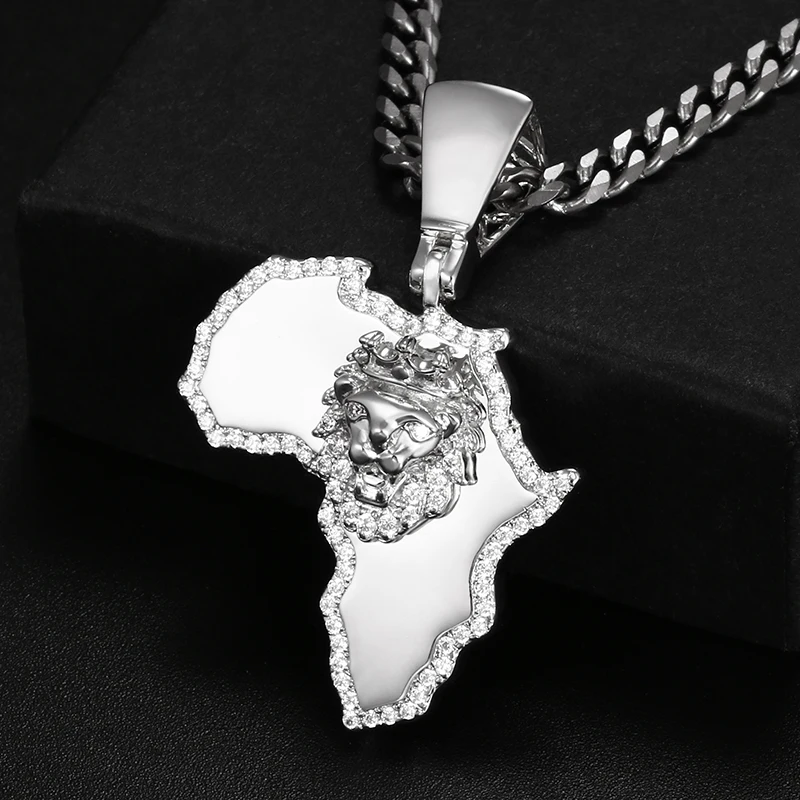 New Design Africa Map Necklace Lion King Crown Jewelry