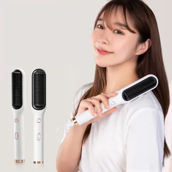Hair Hairstyle Styling Tool Accessories Ceramic Iron Electric Hair Straightening Curling Brush Hair Straightener Comb US