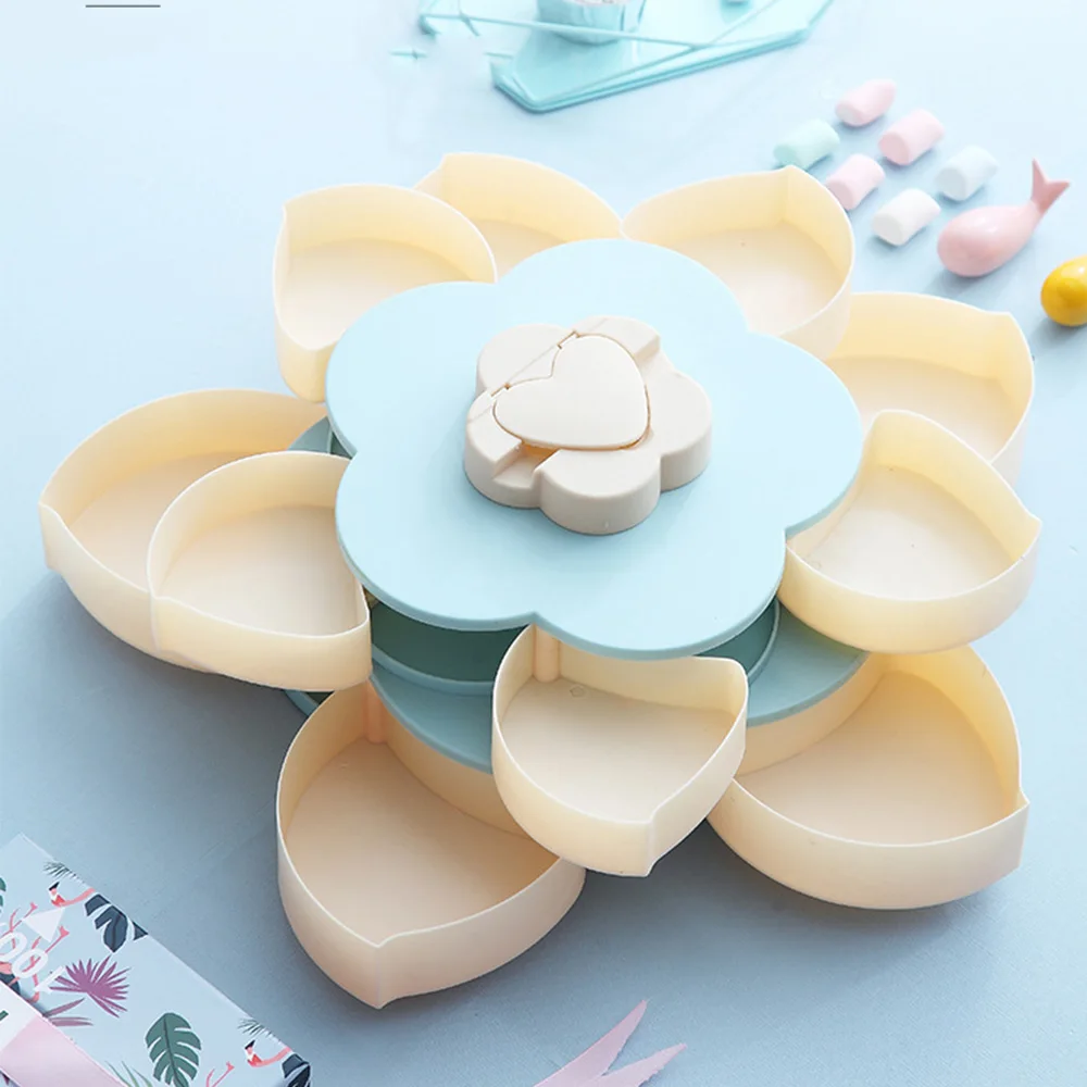 Flower Food Tray Petal-Shape Snack Candy Storage For Food Nut Rotatable  Container Case Food Candy Holder Storage Box Organizer
