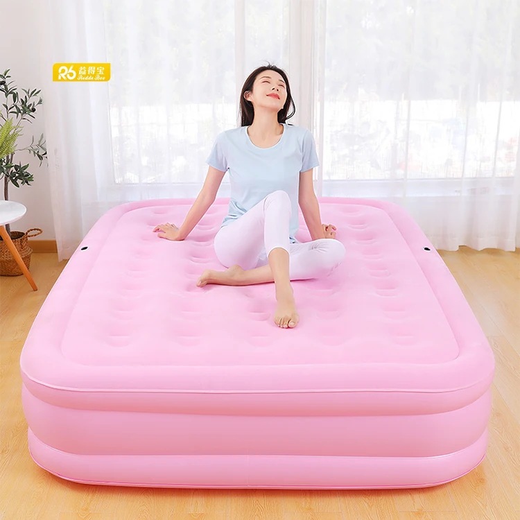 Redde Boo Modern Design Inflatable Air Mattress Pink Flocking Bedroom Bed for Babies Fabric Home Furniture