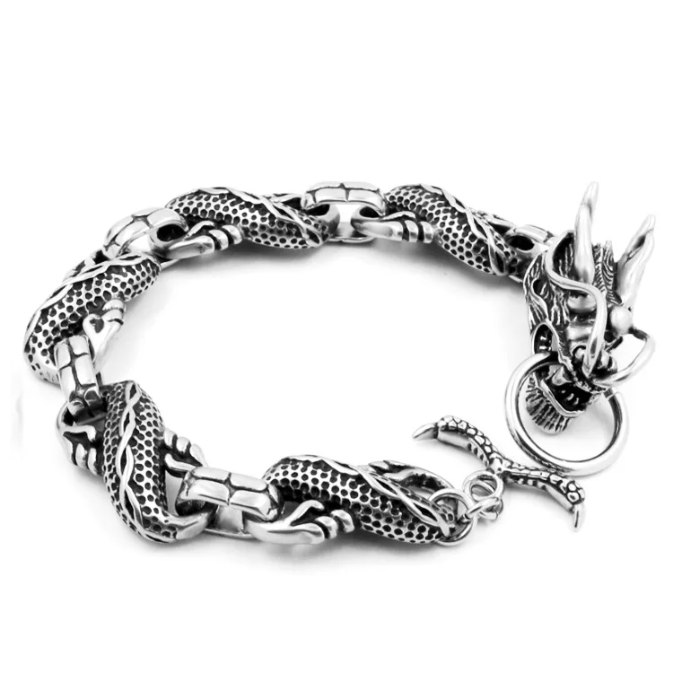 Mode-sieraden Rvs Zwart Paar Mannen Dragon Head Chinese Draak