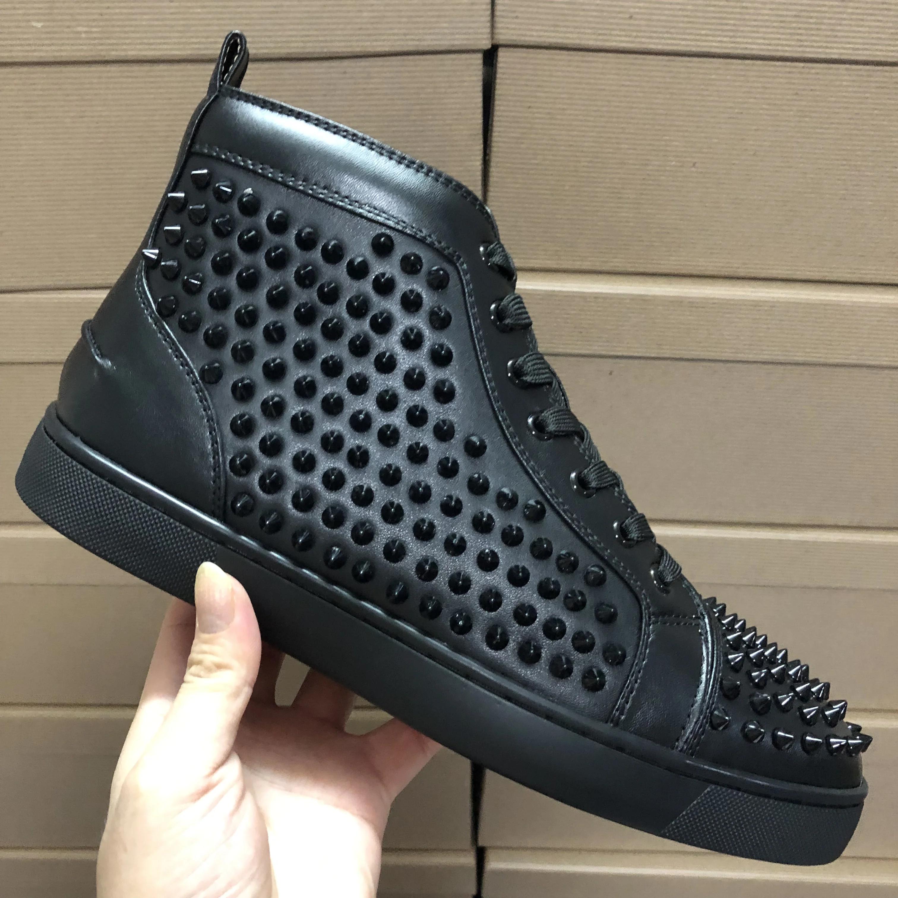 Spikes Rivets Casual Shoes Men's Designer Sneakers Thick Bottom Lace Up  Genuine Leather Trainers Shoes Uinsex Sneakers Women
