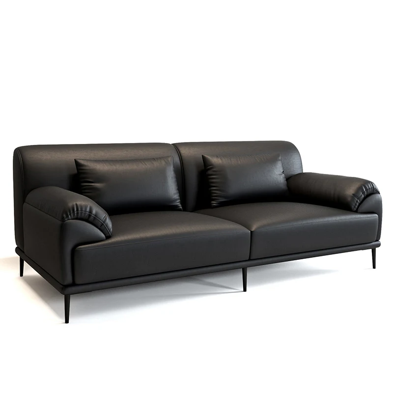 Minimalist Contemporary Designs Reception Waiting 3 Seater Upholstered Leather Italian Modern Office Sofa